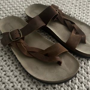 Leather Berk-Style Slide Sandals Size 10